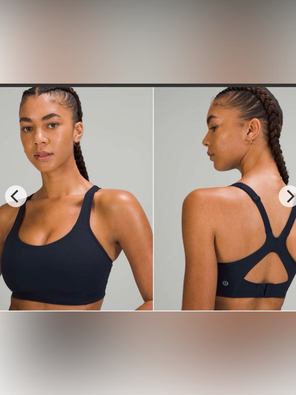 lululemon athletica All Powered Up Black Crossback Athletic Bra size 36E